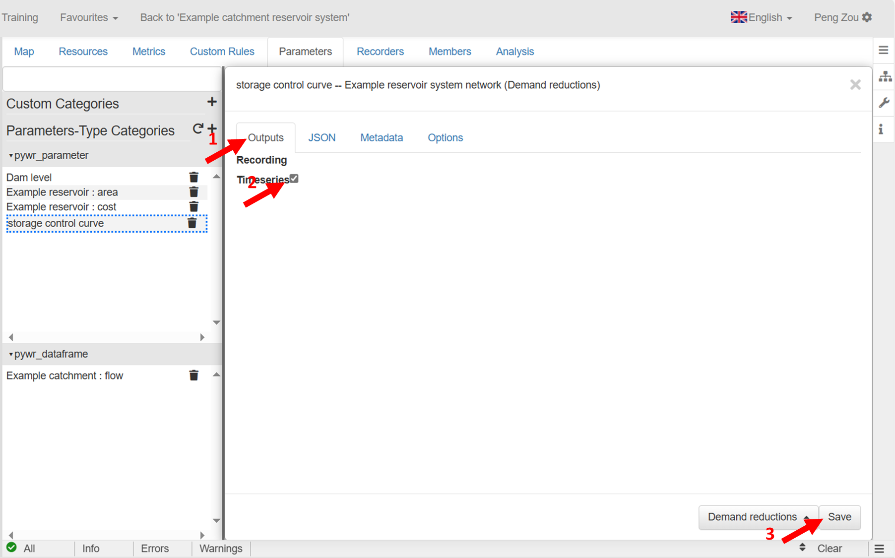 Select recording timeseries and save