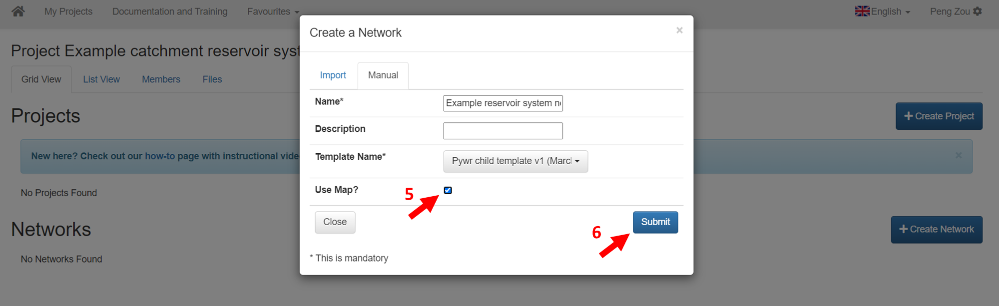 Create a new network: step 3