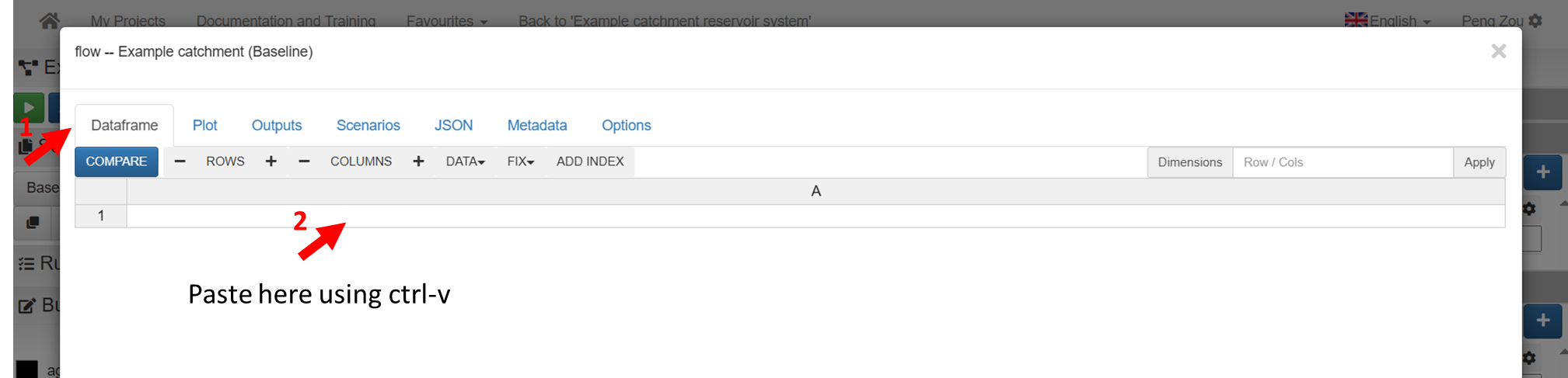 Paste inflow data